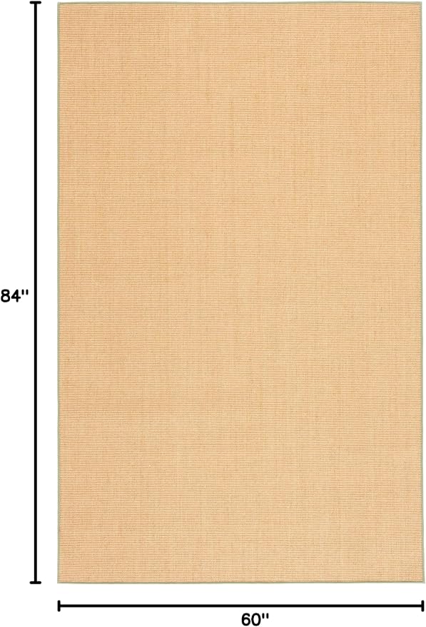 Martha Stewart x SAFAVIEH Area Rug Collection - 5' x 7', Natural & Green, Sisal & Jute, Farmhouse Style, Ideal for Living Room, Bedroom, Office, Dining Space (MSR9501E)