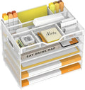 5 Tier Paper Letter Tray Desk Organizer with Pen Holders - White | Features 3 pen holders and 4 removable dividers.Versatile mesh desktop storage for mail, document,office supplie