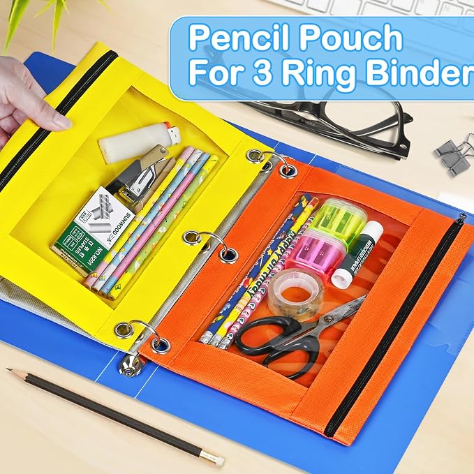 160 Pack Pencil Pouch for 3 Ring Binder School Office Supplies | Pencil Pouch For School and Office Supplies with Clear Window With Smooth Zipper Bulk, 160 Pack