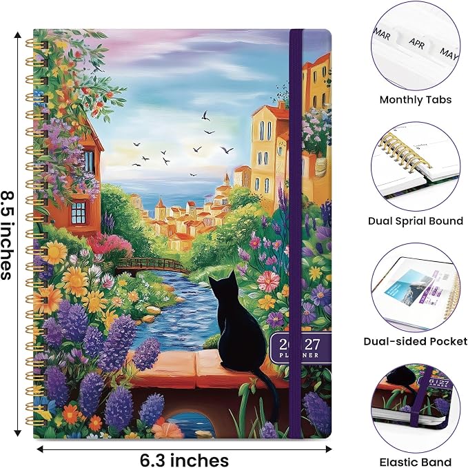 ZOTIA Academic Planner 2026-2027, Monthly & Weekly Jul 2026-Jun 2027 | Hillside Reverie, 6.3" x 8.5" Calendar Planner for Women, Hardcover Pretty Organizer for Women, School Office Home Supplies