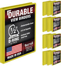 Samsill Durable 0.5 inch 3 Ring Binder, D Ring Binder, 100% Recycled Chipboard, Yellow, 12 Pack