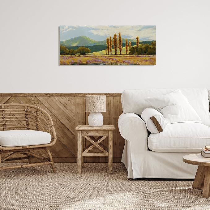 Subdued Countryside Landscape Vista, 13 x 30 Inch Canvas Wall Art | Stupell Industries · By Trevor Copenhaver · Ready to hang · Serene pastoral decor for living room or lounge · Made in USA