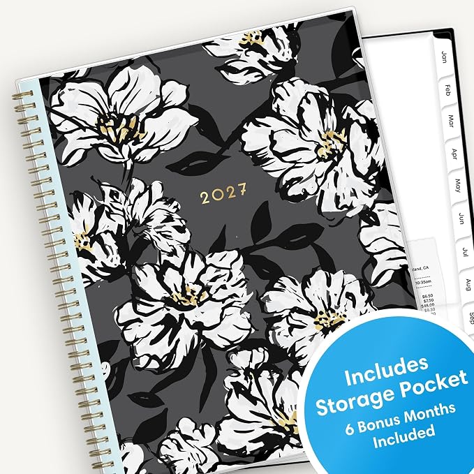 Blue Sky 2027 Weekly & Monthly Planner Calendar, 8.5"x11", Baccara Dark