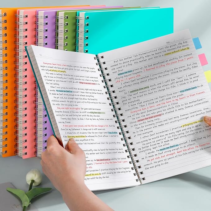 AHGXG Spiral Notebook College Ruled - Large Spiral Journal Notebook B5 7.48" × 10.15", 300 Pages, 100GSM Thick Paper, Plastic Hardcover, for Work Office School Writing Notes,Pink