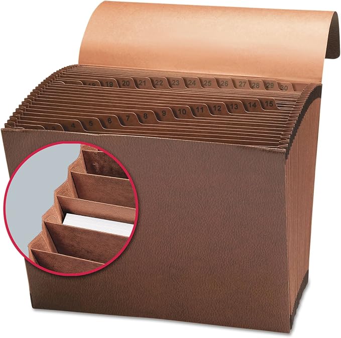 Smead TUFF Expanding File, 31 Pockets, Daily (1-31), Flap and Cord Closure, Letter Size, Redrope (70367)