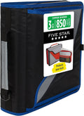 Five Star Zipper Binder, 3-Inch D-Ring Case Binder, 850-Sheet Capacity, Multiple Pockets, Front 5-Tab Expanding File, Removable Padded Case and Shoulder Strap, Urban Eclipse (292960J)