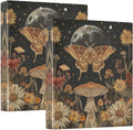 Moth Mushroom Flower Printed 3-Ring Binder for School Office, 1.5 Inch Round Ring Binder for Home Recipe Budget Aesthetic Binder with Pocket Metal Non-Slip Clip Holds 200 Sheets of Paper