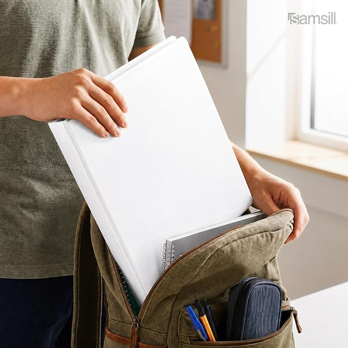 Samsill 1 Inch 3 Ring Binders, Economy Round Ring, Clear View Cover, 200 Sheet Capacity - for School, Home, Office - White, 24 Pack