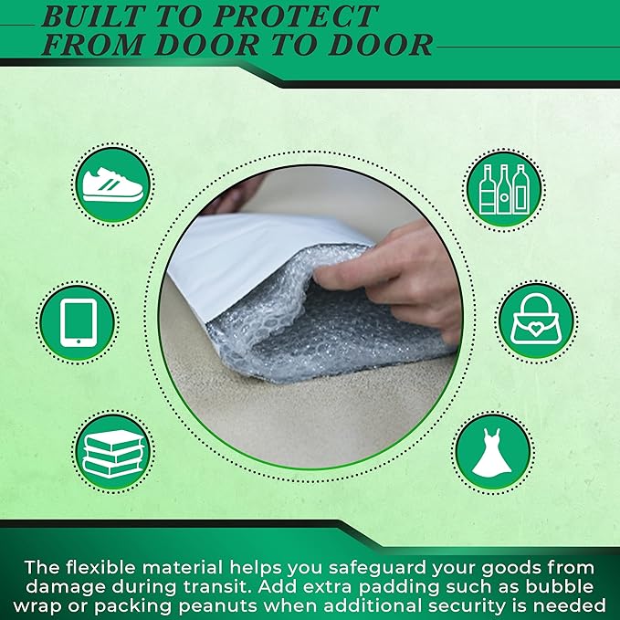 1000 Pack Secure Seal White Poly Mailers Shipping Bags - Safe Shipping with 19x24 Mailers Poly Bags - E-Commerce Poly Bags for Shipping - Self Sealing 2 Mil Poly Shipping Envelopes