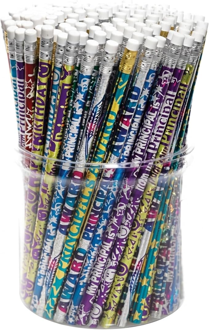 Anderson's Principal Designs Pencil Tub, Fun & Colorful Pencils, Perfect for School Supplies, Classroom Rewards, Creative Writing, Party Favors, and Motivational Gifts, Set of 144