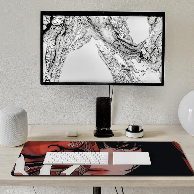 Aesthetic Japanese Anime Girl Samurai Woman Gaming Mousepad Large Non-Slip Rubber Desk Mat Keyboard Computer Pad for Home Office 40x90cm