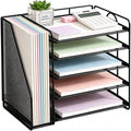 Desk Organizer, 5-Tier Paper Organizer Letter Tray, Black | Desk Organizers and Accessories, Office Desk Accessories & Workspace Organizers, Desktop File Organizer for Office Supplies