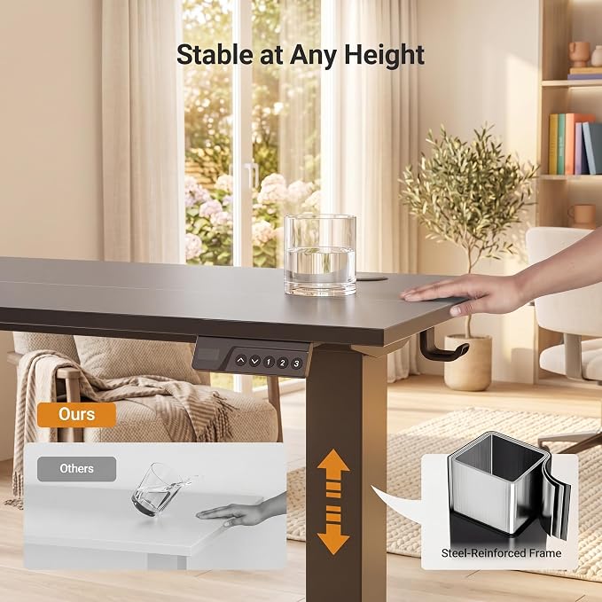 Claiks Electric Height Adjustable Standing Desk, 40x24 Inch, Deep Black | Smooth Height Adjustment, 3 Memory Presets, Cable Management Hub&Hook, Stable Steel Frame, 176lbs Capacity, Easy Assembly