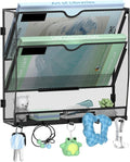 3-Tier Wall File Organizer with 5 Hooks, Wall Mounted Mail Organizer | File Holder Organizer, Metal Mesh Office Wall Organizer for Home, School & Classroom