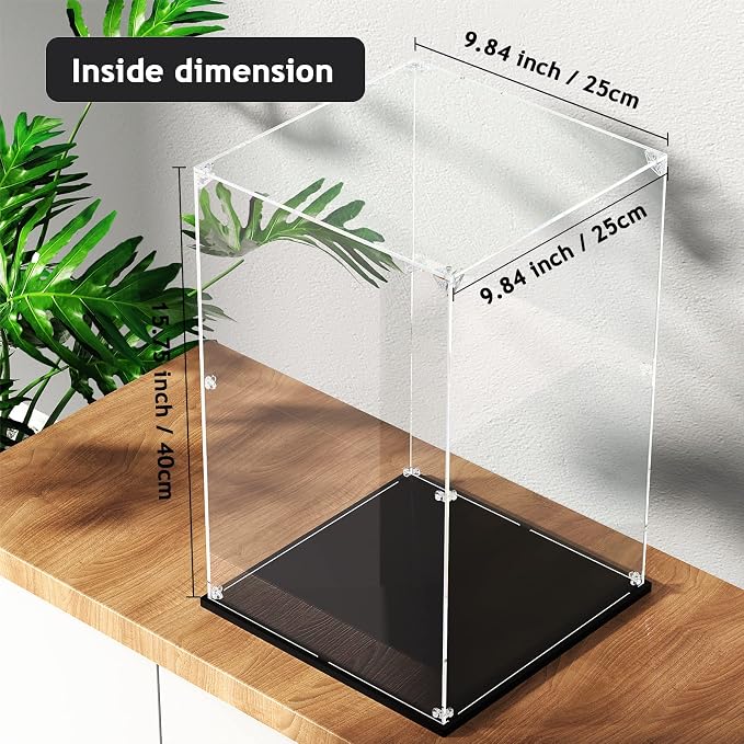 Clear Acrylic Display Case, Easy Assembly Showcase Boxes(10x10x15.7inch) | dofopo Dust Protection Case for Action Figures and Dolls, Alternative Glass Box for Collectibles Commemorative Gifts
