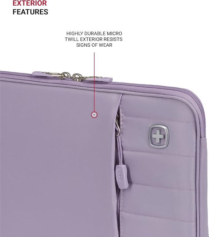 SwissGear Padded Zippered Laptop Sleeve, Micro-Twill Laptop Case with Zippered Front Compartment & Fleece Lining