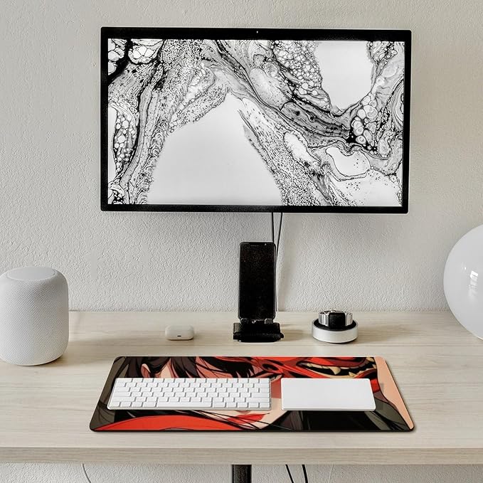 Large Mouse Pad Gaming Mousepad Japanese Female Samurai Anime Girl Cool Desk Mat Big Mousepad Extended Keyboard Computer Pad Office Desk Organizers and Accessories 30x60cm, Style
