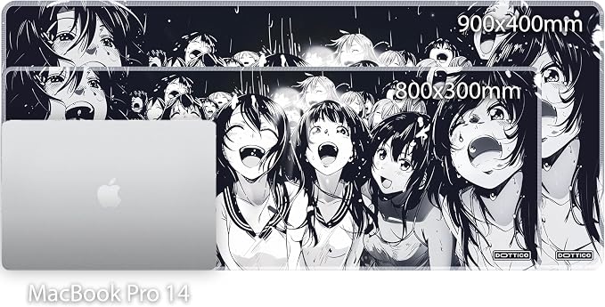 XL Black & White Manga Gaming Mouse Pad – Large Japanese Art Desk Mat for Keyboard & Mouse – Non-Slip Water-Resistant Surface, Stitched Edges – 31.5x11.8 in (X-Large)