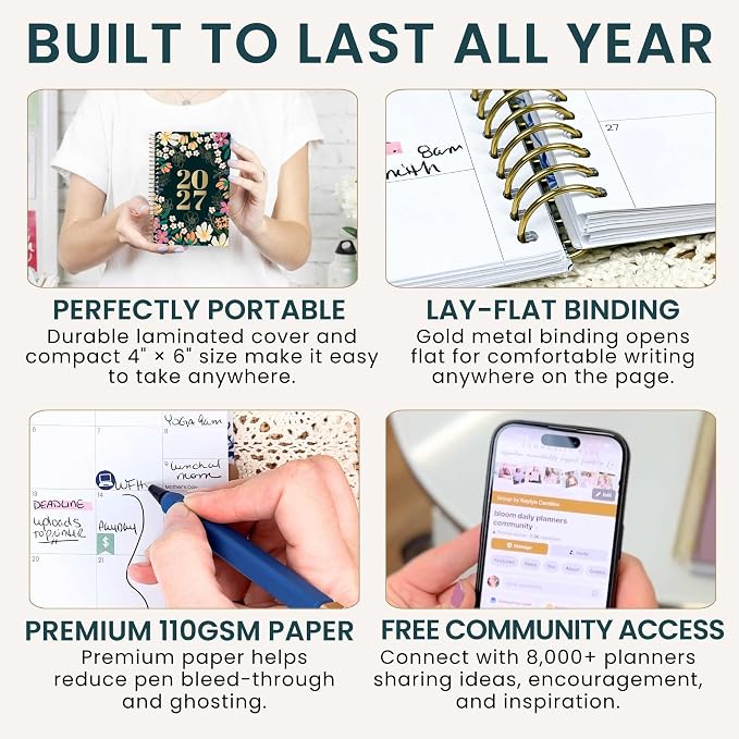 bloom daily planners 2027 Pocket Planner (January 2027 - December 2027) - 4” x 6” MINI Weekly Monthly Agenda Organizer & Calendar Year Book - Blooming Wildly