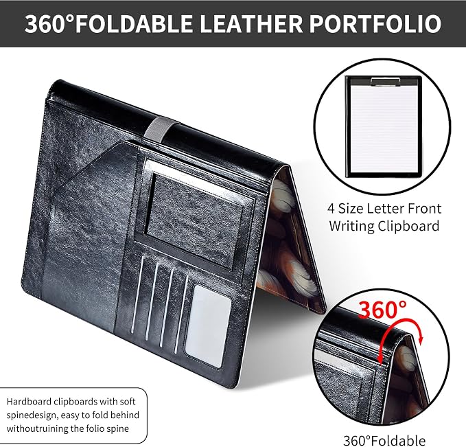 Padfolio/Portfolio Folder Clipboard,Padfolio Clipboard,Writing Portfolio Leather with Cover for Card Holder Slot Letter Size A4 for Office Conference Notepad Clip Boards,Reading Cat