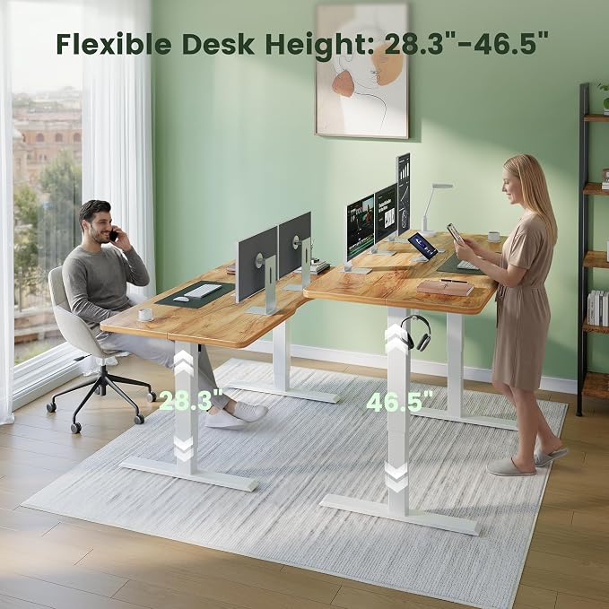 CubiCubi 55 x 28 Large Electric Standing Desk, Height Adjustable, Natural | 28" Deep Desktop, Sit Stand up Home Office Desk, Computer Workstations, Advanced Motor, High-Strength Frame, 176 lbs Capacity
