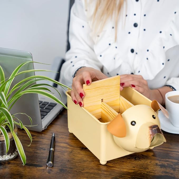 Desk Organizer, 1-5 Module Compartments - Storage for Stationery Supplies, Accessories, brushes - Home, Office, School, Dorm, Studio - Build in Pen & Pencil Holder (Brown Dog)