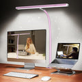 Airlonv LED Desk Lamp with Clamp, 17" Stepless Dimming Light (Pink) | 2700K-6500K, 100 LEDs, 360° Gooseneck, Fits Up to 30" Monitors, Flicker-Free Lighting for Home Office, Study& Workbench