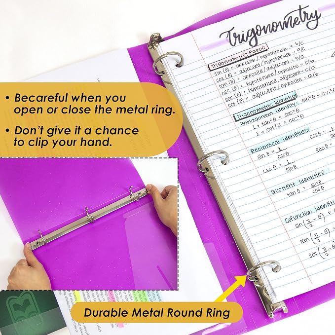 BAZIC Products 1" Glitter Poly 3-Ring Binder, 1 Pocket, 48-Case | round rings, 1 in glitter poly 3-ring binder, 1 inside pocket, holds up to 175 sheets, Durable poly