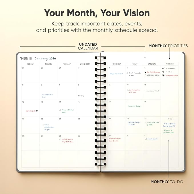 2026 Planner. 8.5" x 11" Spiral-Bound Weekly, Monthly and Daily Planner - Organize All 52 Weeks - Increase Productivity and Get Organized - Productivity Store (Grey)