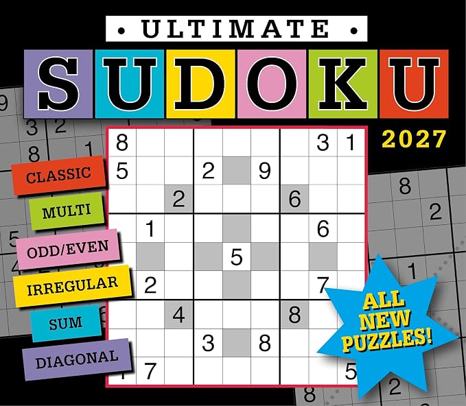 Ultimate Sudoku 2027 Daily Desk Calendar: Boxed Page-a-Day Puzzle Calendar with Day-to-Day Classic, Irregular, Multi, Odd/Even, Diagonal & Sum Variants