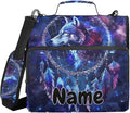 Custom Wolf Head Dreamcatcher Galaxy 3 Ring Binder Bag 1.5 inch Personalized Name Binder Organizer 500 Sheet Documents Storage for School Office