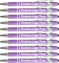HEYZARDA Personalized Pens with Name Text Logo Custom Ballpoint Pen for Business Office Events with Stylus for Touchscreen 50 Pcs Purple