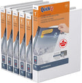 QuickFit View Binder, 3-Ring Binder for School or Office, D Ring, White, 6 Pack, 1 Inch | Heavy-duty binder, fits 8.5" x 11" paper, white, customizable cover, made in Canada, ideal for school or office use