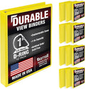 Samsill Durable 1 inch 3 Ring Binder, D Ring Binder, 100% Recycled Chipboard, Yellow, 12 Pack