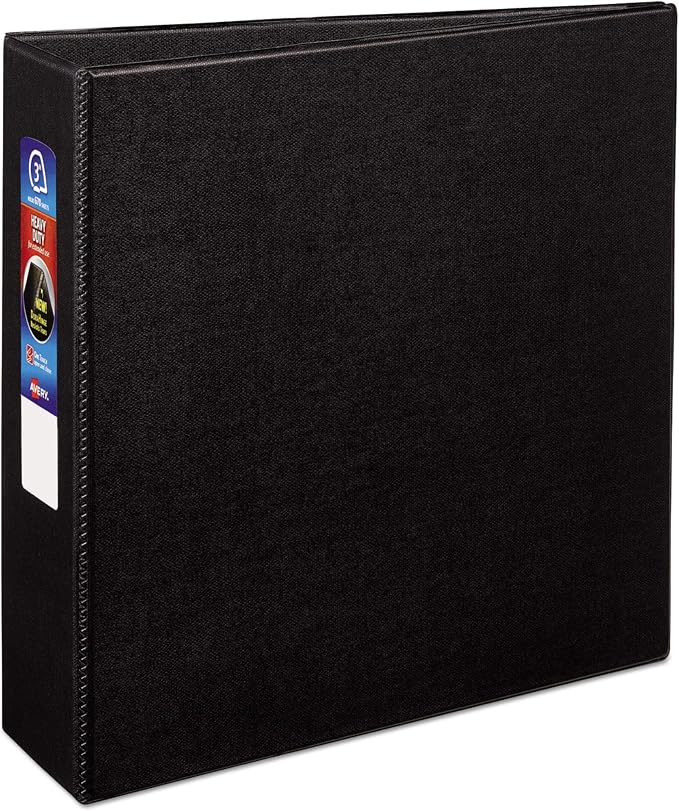 Avery Heavy-Duty 3 Ring Binder, 3 Inch One Touch EZD Rings, 3.5 Inch Spine, 1 Black Binder (79983)
