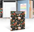 SKYDUE 1 Inch 3-Ring Binder with Clipboard, PU Binder with 5 Dividers, Notepad, Stickers & Pockets for Work and School - Aesthetic Binder (Letter Size)