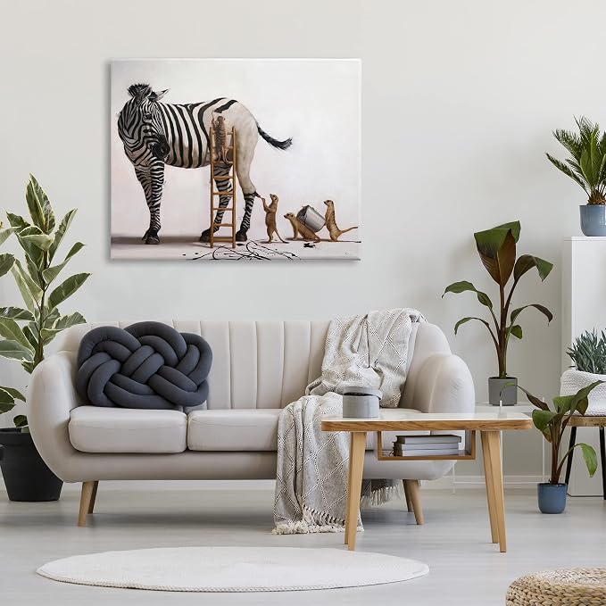 Stupell Industries 'Meerkats Painting Zebra Stripes'| Canvas Art | Stupell Industries | 48 x 36 Inches, Easy to Hang and Sturdy, Made in USA, by Lucia Heffernan