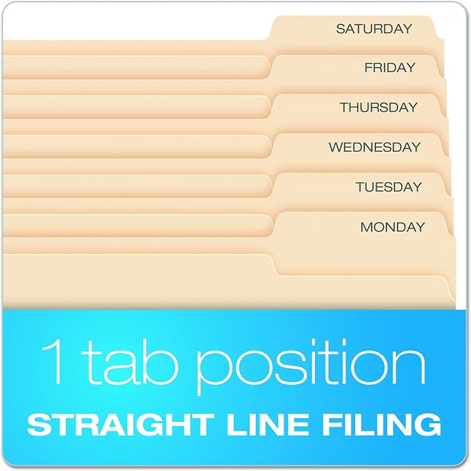 Pendaflex File Folders, Letter Size, Manila, 1/3 Cut, 100/BX (752 1/3-3) (Pack of 5)