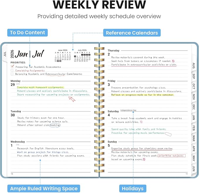 ZOTIA Planner 2026-2027, Jul 2026-Jun 2027 Weekly & Monthly Calendar