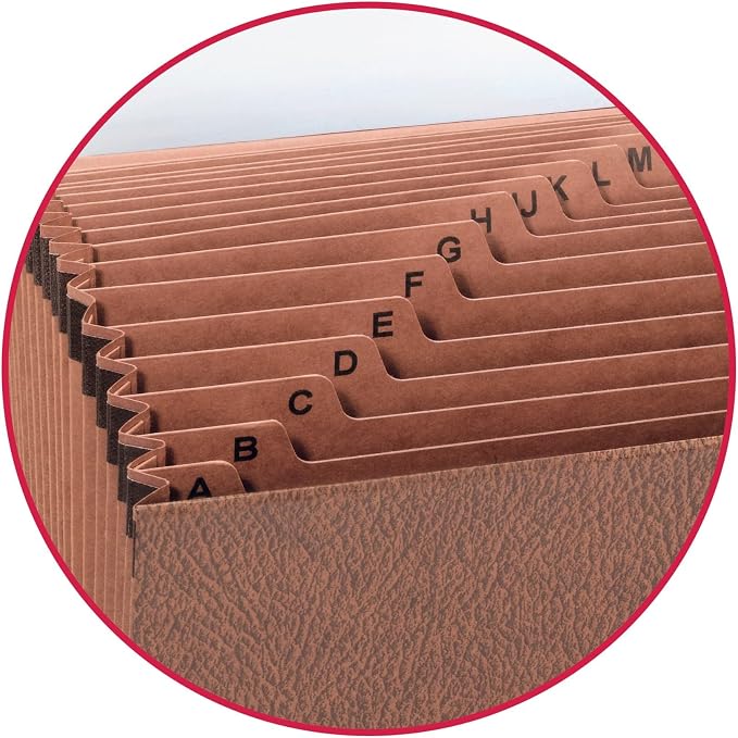 Smead TUFF Expanding File, 21 Pockets, Alphabetic (A-Z), Flap and Cord Closure, Legal Size, Redrope (70320), Pack of 1