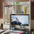 ChooChoo Desktop Bookshelf, 36.4" DormDesk Hutch with 5 Shelves | Countertop Desk Hutch, 1 Drawer,for Computer Desk, Desk Shelf Organizer, Dorm Office Home, White