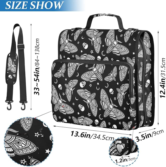 Zipper Binder Bag 3 Ring File Folder Portfolio Organizer Zippered Binder Bags with Strap Fits Laptop Women Men