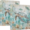 Sea Turtle Shell Starfish Coral Round Ring Binders 1.5 Inch Whale Nautical Ocean Theme 3 Ring Clipboard Binder for Office School Work Supplies File Folder 200 Sheet Capacity 2 Pieces