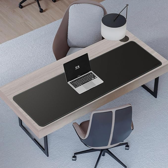 CENNBIE Leather Desk Mat Protector, 59" x 16"Desk Mat on top of desks | Premium Stitched Edges Resist Wear. Waterproof, Non-Slip & Easy To Clean. Protects Desk From Scratches. For Office & Home.
