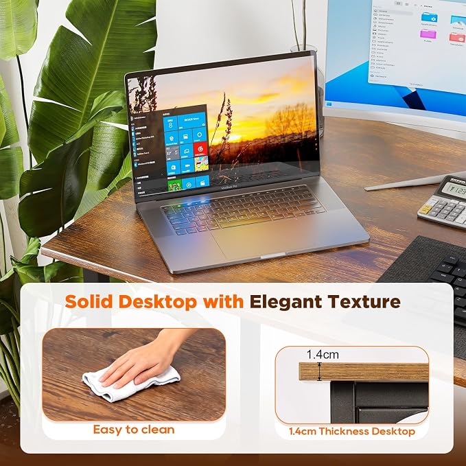 PayLessHere | 63 Inch Computer Desk | Vintage | Office Desk with Metal Frame, Adjustable Feet | Water-Resistant, Scratchproof Surface | Sturdy Writing Table for Home Office or Study | Pack of 1