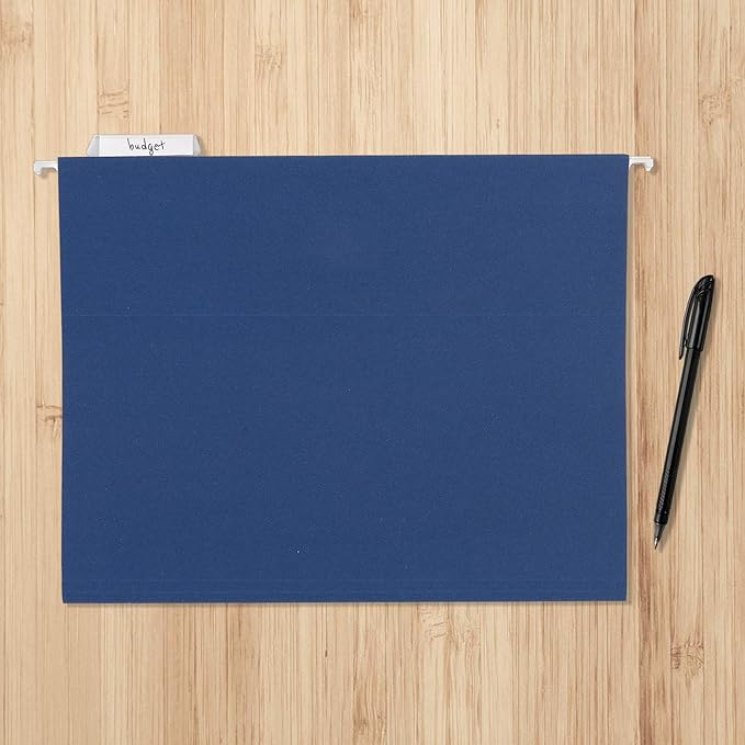 Amazon Basics Hanging File Folders with Adjustable Tabs for Document Organization, Letter Size, Assorted Jewel-Tone Colors, 25-Pack