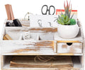 Wood Desk Drawer Organizers with File Organizer Pen holder Office Decor combo Organization Home Can Arrange calculators scissors pens note papers, etc. (washed white)