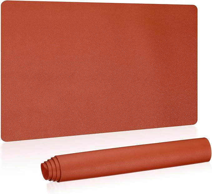 Patikil Desk Mat, 24"x13" Non-Slip Waterproof PU Leather, Dual Sided, Orange