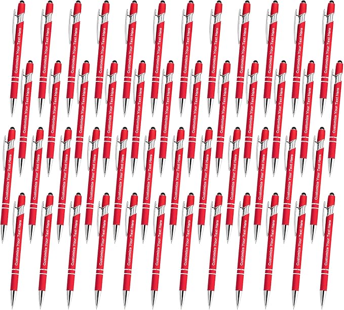 Qingxily Custom Pens Bulk - Up to 300 Personalized Stylus Ballpoint Pens With Free Engraving - Customized With Your Name, Text, Message for Business, Graduation, Anniversaries - Colorful 48 Pcs