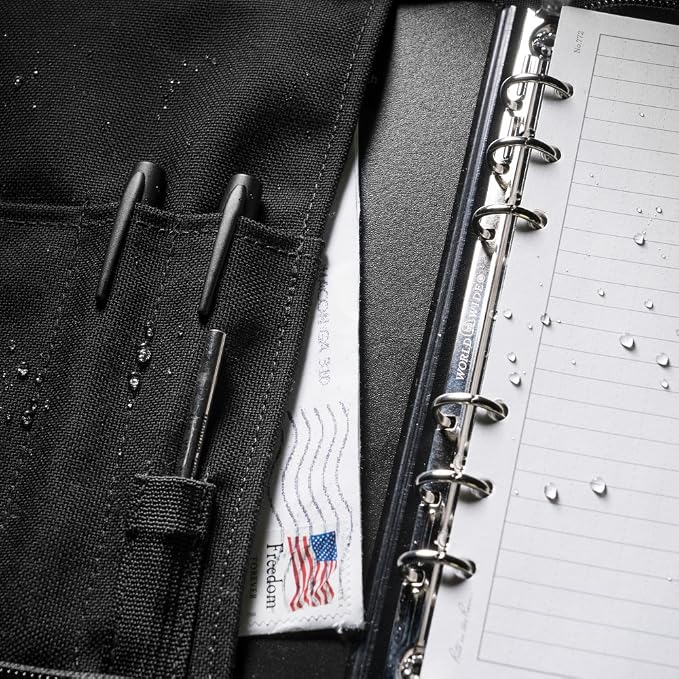 Rite in The Rain Weatherproof Cordura® Fabric, 1/2" Ring Binder Cover, 6.75" x 8.875", Black Cover (No. C9200B)